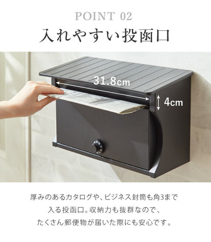 郵便ポスト ダイヤル式 壁付け スチール コンパクト ホワイト グリーン ブラック 鍵付き シンプル おしゃれ 北欧 アンティーク スタイリッシュ ヴィンテージ 壁掛け 郵便受け ポスト メールボックス