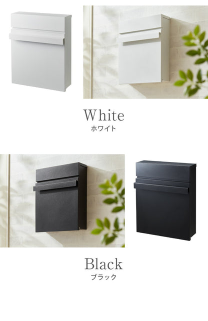 ポスト 壁掛け 鍵付き キーロック式 スチール 木目調 コンパクト 大容量 ブラック ホワイト ブラウン ナチュラル おしゃれ 北欧 かわいい バイカラー 玄関 壁付け 郵便ポスト 郵便受け メールボックス 壁掛けポスト 壁付けポスト