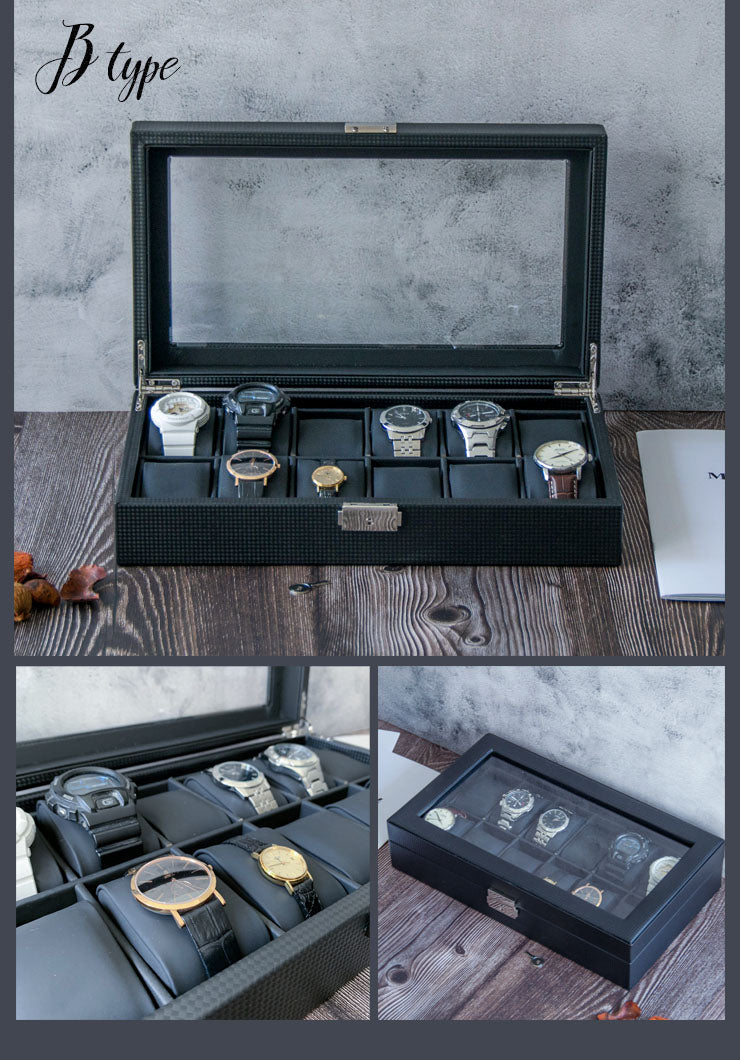 時計ケース 時計収納ケース 眼鏡ケース 2タイプ有り 6本 12本 時計 収納ケース サングラス コレクション ケース PUレザー 鍵付き ガラス クッション付き 高級 ウォッチケース ビジネス プレゼント ギフト 父の日