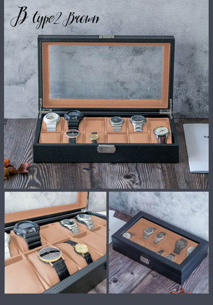 時計ケース 時計収納ケース 眼鏡ケース 2タイプ有り 6本 12本 時計 収納ケース サングラス コレクション ケース PUレザー 鍵付き ガラス クッション付き 高級 ウォッチケース ビジネス プレゼント ギフト 父の日