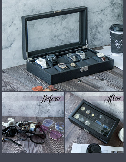 時計ケース 時計収納ケース 眼鏡ケース 2タイプ有り 6本 12本 時計 収納ケース サングラス コレクション ケース PUレザー 鍵付き ガラス クッション付き 高級 ウォッチケース ビジネス プレゼント ギフト 父の日