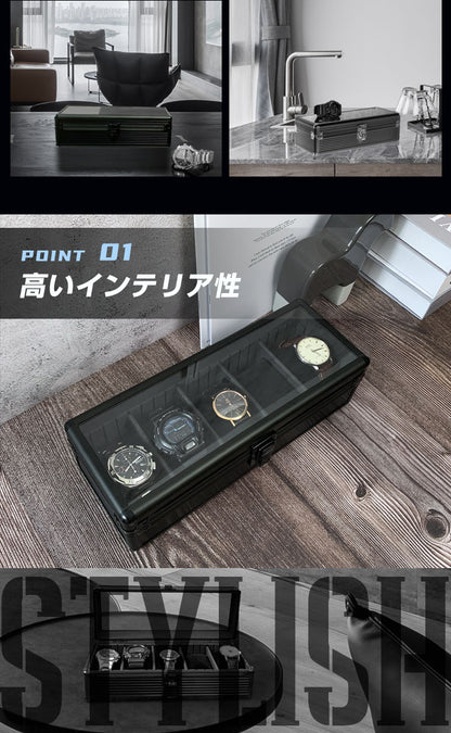 時計収納ケース 5本 アルミ おしゃれ ブラック 時計ケース 腕時計ケース 5本入り クッション付き ギフト プレゼント インテリア コレクション 高級 ウォッチケース 収納 ケース 腕時計 時計 ビジネス