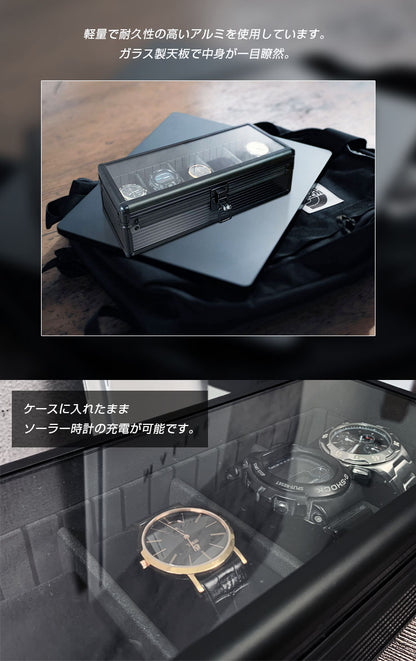 時計収納ケース 5本 アルミ おしゃれ ブラック 時計ケース 腕時計ケース 5本入り クッション付き ギフト プレゼント インテリア コレクション 高級 ウォッチケース 収納 ケース 腕時計 時計 ビジネス