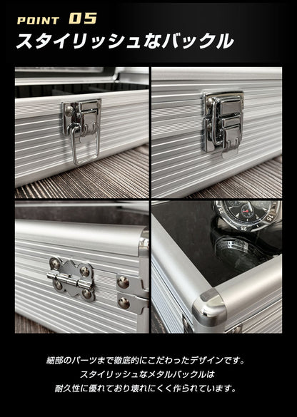 時計収納ケース 5本 アルミ おしゃれ シルバー 時計ケース 腕時計ケース 5本入り クッション付き ギフト プレゼント インテリア コレクション 高級 ウォッチケース 収納 ケース 腕時計 時計 ビジネス