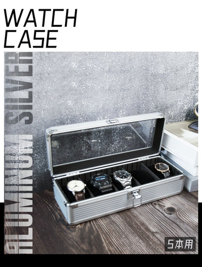 時計収納ケース 5本 アルミ おしゃれ シルバー 時計ケース 腕時計ケース 5本入り クッション付き ギフト プレゼント インテリア コレクション 高級 ウォッチケース 収納 ケース 腕時計 時計 ビジネス