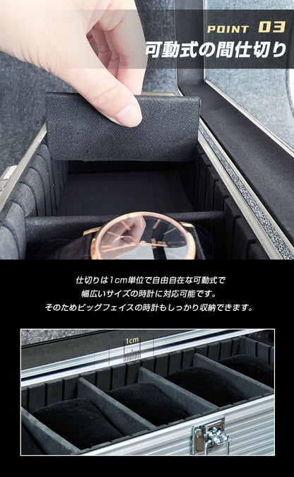 時計収納ケース 5本 アルミ おしゃれ シルバー 時計ケース 腕時計ケース 5本入り クッション付き ギフト プレゼント インテリア コレクション 高級 ウォッチケース 収納 ケース 腕時計 時計 ビジネス