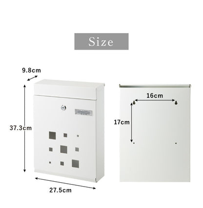 郵便ポスト 壁掛け キーロック式 窓付き スチール 鍵4個付き さびにくい 大型 A4サイズ対応 窓付 鍵付 壁付け 軽量 北欧 おしゃれ シンプル ポスト 郵便受け 郵便 メールボックス 壁掛けポスト 壁付けポスト