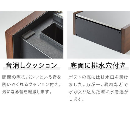 ポスト 壁掛け 鍵付き キーロック式 ステンレス 天然木 木目 ウォルナット コンパクト 大容量 シルバー ブラウン おしゃれ モダン 北欧 玄関 壁付け 郵便ポスト 郵便受け メールボックス 壁掛けポスト 壁付けポスト