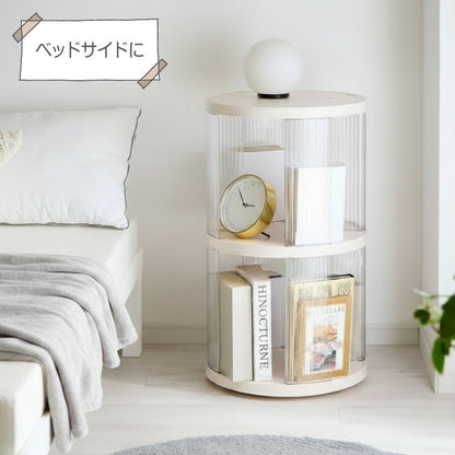 【5%OFF】回転式本棚 2段 絵本 大容量 スリム 本棚 回転 収納ラック 回転本棚 絵本ラック 絵本棚 図鑑 シェルフ コミックラック マガジンラック ディスプレイラック CDラック スペパ 組立簡単 おしゃれ【送料無料】