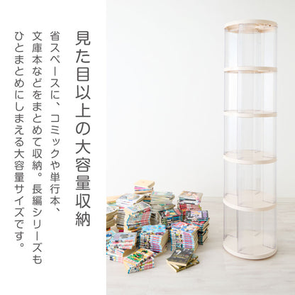 【5%OFF】回転式本棚 5段 絵本 大容量 スリム 本棚 回転 収納ラック 回転本棚 絵本ラック 絵本棚 図鑑 シェルフ コミックラック マガジンラック ディスプレイラック CDラック スペパ 組立簡単 おしゃれ【送料無料】