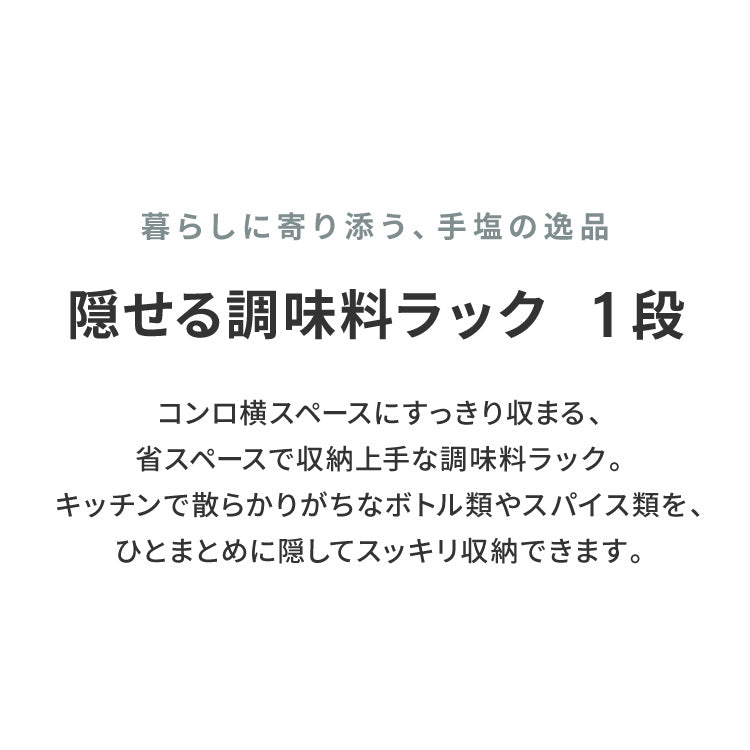 tesione テシオン 隱せる 調味料ラック 1段 スリム おしゃれ マグネット スパイスラック コンパクト コンロ横 すき間収納 白 TS-004