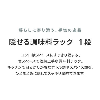 tesione テシオン 隱せる 調味料ラック 1段 スリム おしゃれ マグネット スパイスラック コンパクト コンロ横 すき間収納 白 TS-004