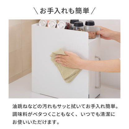 tesione テシオン 隱せる 調味料ラック 1段 スリム おしゃれ マグネット スパイスラック コンパクト コンロ横 すき間収納 白 TS-004