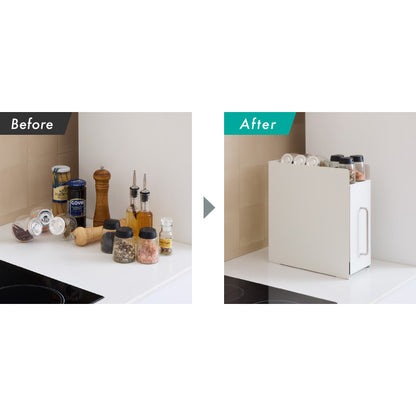 tesione テシオン 隱せる 調味料ラック 1段 スリム おしゃれ マグネット スパイスラック コンパクト コンロ横 すき間収納 白 TS-004