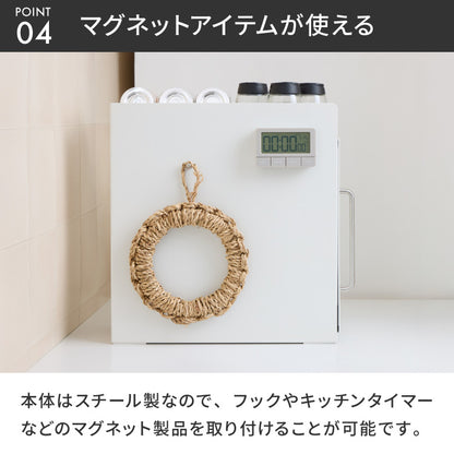 tesione テシオン 隱せる 調味料ラック 1段 スリム おしゃれ マグネット スパイスラック コンパクト コンロ横 すき間収納 白 TS-004