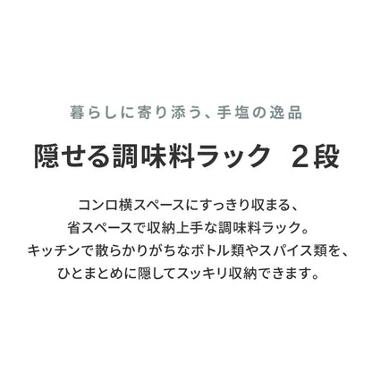 tesione テシオン 隱せる 調味料ラック 2段 スリム おしゃれ マグネット スパイスラック コンパクト コンロ横 すき間収納 白 TS-005