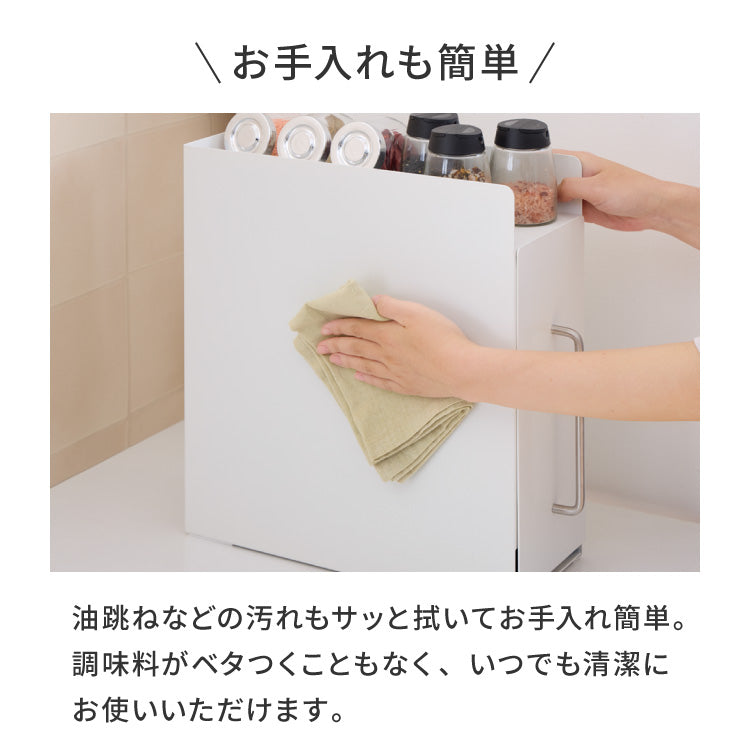 tesione テシオン 隱せる 調味料ラック 2段 スリム おしゃれ マグネット スパイスラック コンパクト コンロ横 すき間収納 白 TS-005