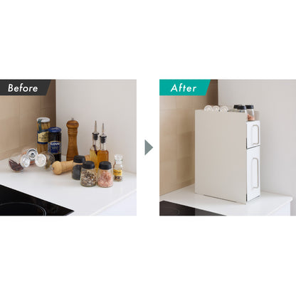 tesione テシオン 隱せる 調味料ラック 2段 スリム おしゃれ マグネット スパイスラック コンパクト コンロ横 すき間収納 白 TS-005