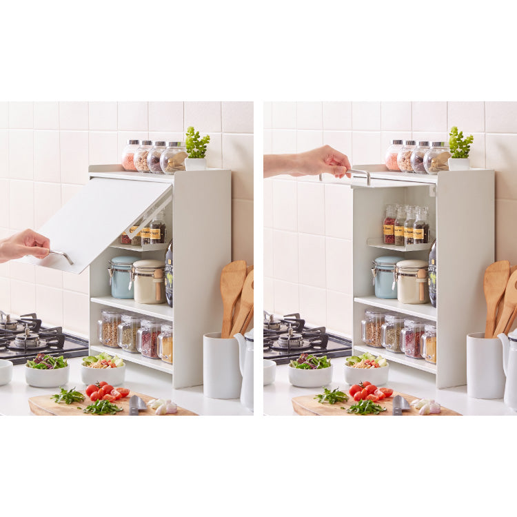 tesione テシオン フラップ扉で隠せる調味料ラック 前開き 扉収納 奥行スリム おしゃれ 隠す マグネット 対応 スパイスラック 隠せる 調味料ラック TS-013