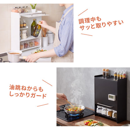 tesione テシオン フラップ扉で隠せる調味料ラック 前開き 扉収納 奥行スリム おしゃれ 隠す マグネット 対応 スパイスラック 隠せる 調味料ラック TS-013