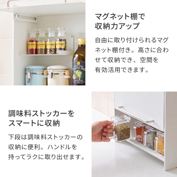 tesione テシオン フラップ扉で隠せる調味料ラック 前開き 扉収納 奥行スリム おしゃれ 隠す マグネット 対応 スパイスラック 隠せる 調味料ラック TS-013
