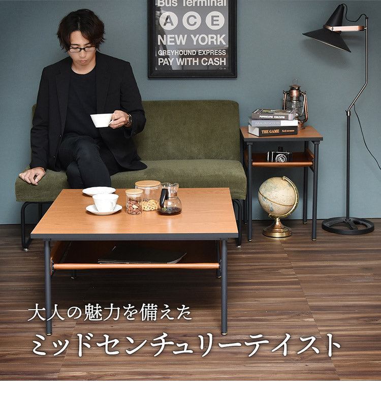 レザー棚付きセンターテーブル 幅75cm 正方形 PVCレザー ブラックフレーム 防水 ローテーブル おしゃれ センターテーブル テーブル ローテーブル センターテーブル francis(代引不可)