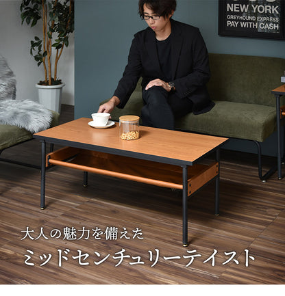 レザー棚付きセンターテーブル 幅90cm 長方形 PVCレザー ブラックフレーム  防水 ローテーブル おしゃれ センターテーブル テーブル ローテーブル センターテーブル リビングテーブル  francis(代引不可)