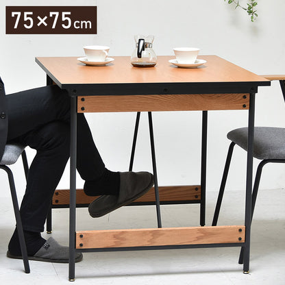ダイニングテーブル単品 幅75cm ２人用 ブラックフレーム 木目デザイン ダイニングテーブル アイアン スチール 脚 テーブル リビングダイニングテーブル ハイテーブル 食卓 長方形テーブル(代引不可)