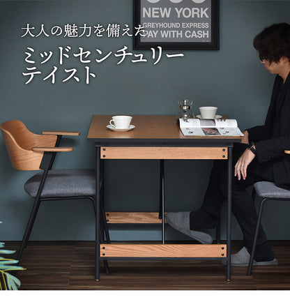 ダイニングテーブル単品 幅75cm ２人用 ブラックフレーム 木目デザイン ダイニングテーブル アイアン スチール 脚 テーブル リビングダイニングテーブル ハイテーブル 食卓 長方形テーブル(代引不可)