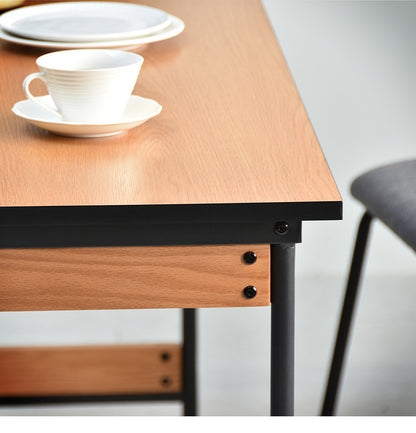 ダイニングテーブル単品 幅150cm ４人用 W150 ブラックフレーム 木目デザイン ダイニングテーブル アイアン スチール 脚 テーブル リビングダイニングテーブル ハイテーブル 食卓 長方形テーブル(代引不可)