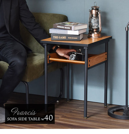 レザー棚付きサイドテーブル  正方形 PVCレザー ブラックフレーム ナイトテーブル ベッドサイド ローテーブル おしゃれ センターテーブル 木製 テーブル ローテーブル センターテーブル(代引不可)