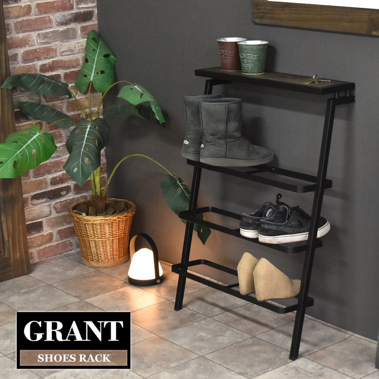 シューズラック ラック 3段 4段 靴収納 靴立て 滑り止め付き 靴箱 スタイリッシュ スニーカー ブーツ 革靴 スニーカー収納 GRANT(代引不可)