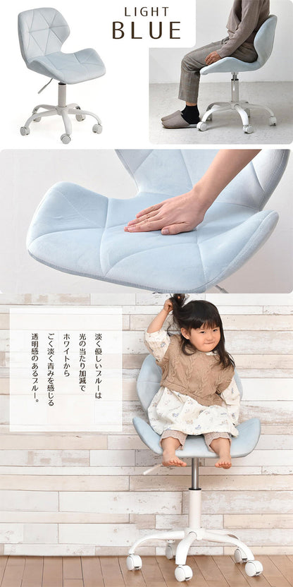 チェア チェアー オフィスチェア デスクチェア キッズ ニュアンスカラー ベロア ホワイト ピンク グレー ブルー ベージュ PCデスク ワークデスク ワーキングチェア(代引不可)