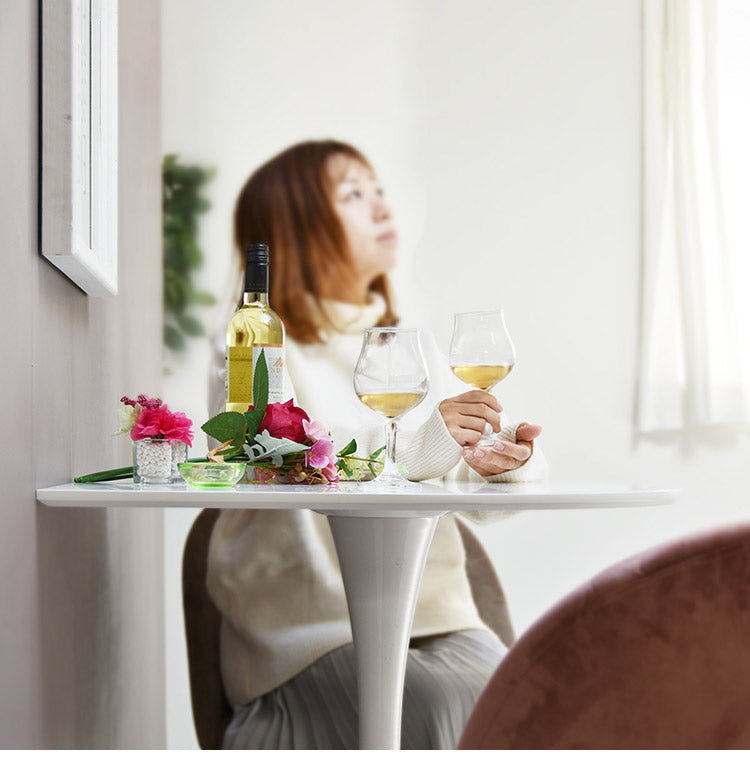 ハーフラウンドテーブル 70cm【ホワイト】 W700×D700×H730mm  半円テーブル チューリップコーヒーテーブル カフェテーブル ラウンドテーブル カマボコ型テーブル D型テーブル(代引不可)