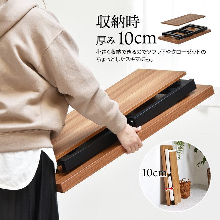 折りたたみテーブル 折れ脚テーブル W800×D380×H370mm 棚板付き たためる おりたたみ おりたたみテーブル 折りたたみ 折りたたみテーブル 折りたたみローテーブル(代引不可)