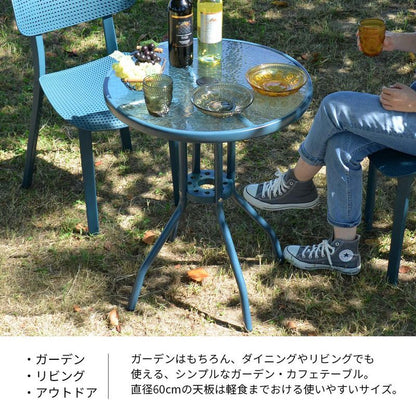 LUCCA ガーデンテーブル テーブル 円形 丸型 おしゃれ 机 アウトドア アンティーク 北欧 つくえ コンパクト 幅60 奥行き60(代引不可)