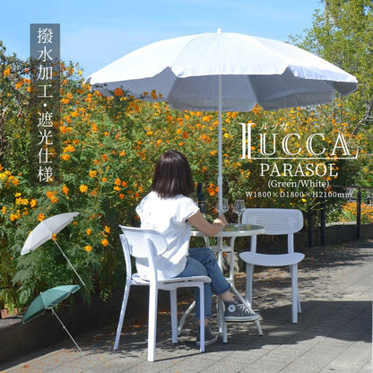 LUCCA パラソル 日傘 傘 収納 日陰 収納 コンパクト おしゃれ 無地 撥水加工 遮光 幅180 奥行き180 ワンタッチ アンティーク 北欧(代引不可)
