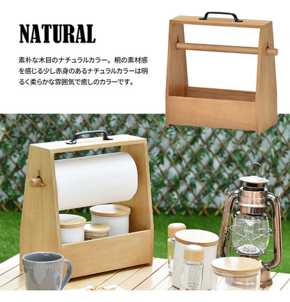 アウトドア ペーパーホルダー ナチュラル キッチン 持ち運び 天然木 おしゃれ 収納 小物 キッチンペーパー カトラリー(代引不可)
