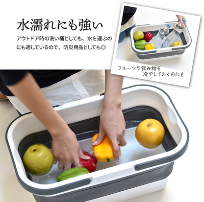 3way アウトドア 折りたたみ テーブル アウトドアバスケット W470×D285×H235mm エストラマーバケツ エストラマー 折りたたみバスケット テーブル付き テーブル トレー(代引不可)