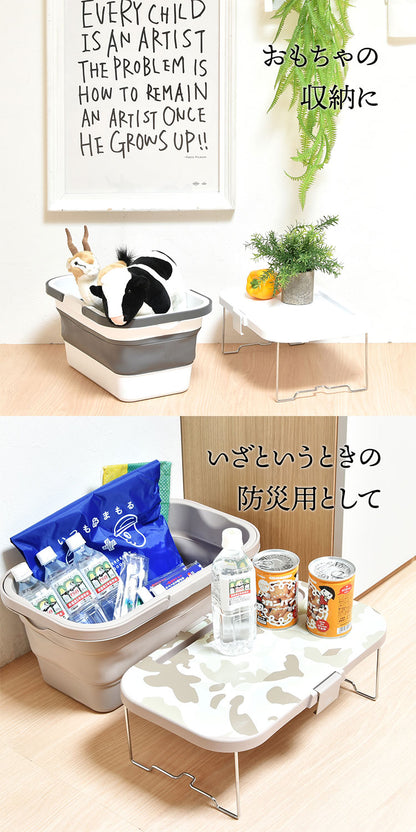 3way アウトドア 折りたたみ テーブル アウトドアバスケット W470×D285×H235mm エストラマーバケツ エストラマー 折りたたみバスケット テーブル付き テーブル トレー(代引不可)