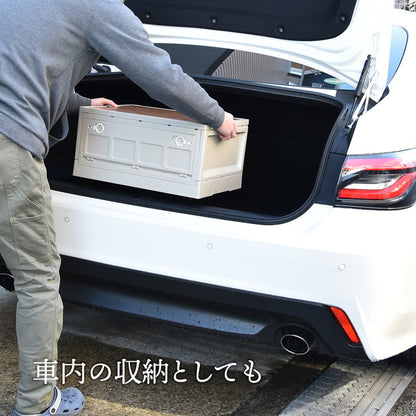 Asoby 天板付き 折りたたみBOX キャスター付き39L 幅47cm 折りたたみコンテナ 折りたたみ フォールディング コンテナー 木目天板 テーブル 木製天板 持ち運び(代引不可)