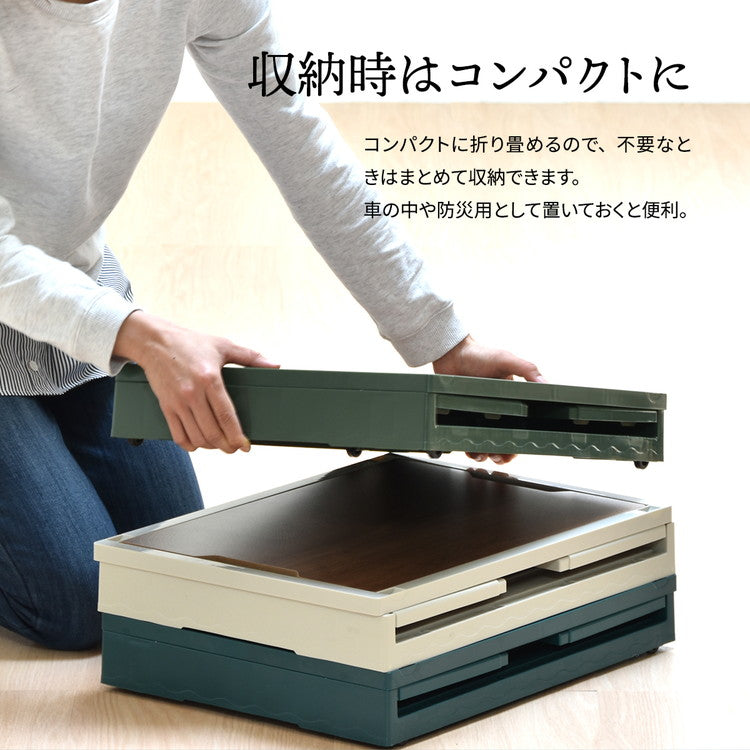 Asoby 天板付き 折りたたみBOX キャスター付き39L 幅47cm 折りたたみコンテナ 折りたたみ フォールディング コンテナー 木目天板 テーブル 木製天板 持ち運び(代引不可)