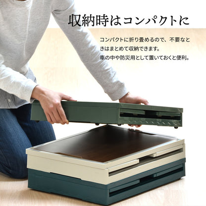 Asoby 天板付き 折りたたみBOX キャスター付き39L 幅47cm 折りたたみコンテナ 折りたたみ フォールディング コンテナー 木目天板 テーブル 木製天板 持ち運び(代引不可)