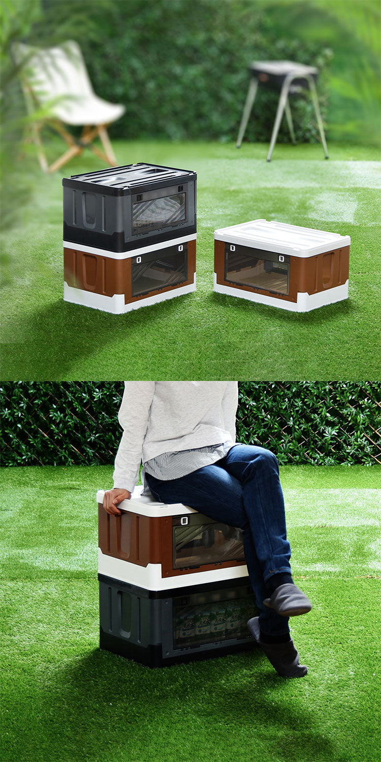 Asoby コンテナボックス サイド扉 スタッキング可能 幅52.5cm Asoby 上蓋ロック 衣類ケース コンテナボックス ストレージ 折り畳み キャンプ アウトドア(代引不可)