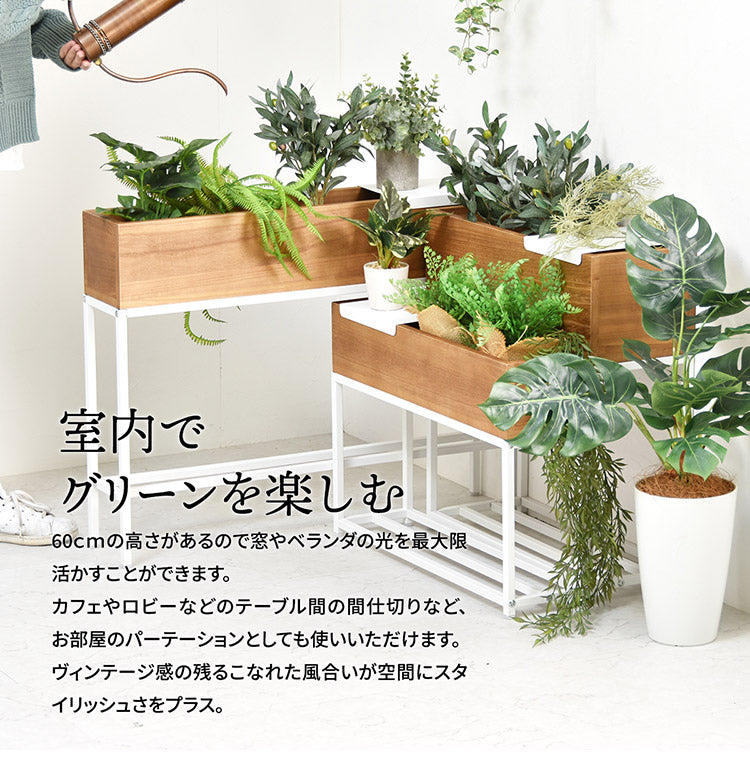 【5%OFF】プランター 長方形 幅55cm  桐の天然木のプランタースタンド LID W550×D220×H600mm プランターラック サイドテーブル 植物スタンド プランターカバー プランターシェルフ 鉢植えラック 鉢カバー(代引不可)