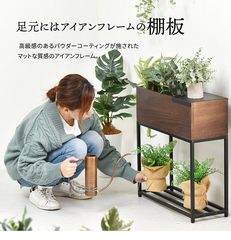 【5%OFF】プランター 長方形 幅55cm  桐の天然木のプランタースタンド LID W550×D220×H600mm プランターラック サイドテーブル 植物スタンド プランターカバー プランターシェルフ 鉢植えラック 鉢カバー(代引不可)