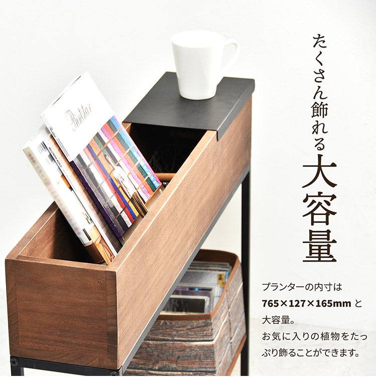 プランター 長方形 幅80cm  桐の天然木のプランタースタンド LID W800×D160×H620mm プランターラック サイドテーブル 植物スタンド プランターカバー プランターシェルフ 鉢植えラック 鉢カバー(代引不可)