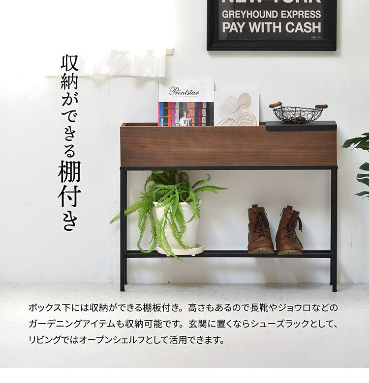 プランター 長方形 幅80cm  桐の天然木のプランタースタンド LID W800×D160×H620mm プランターラック サイドテーブル 植物スタンド プランターカバー プランターシェルフ 鉢植えラック 鉢カバー(代引不可)