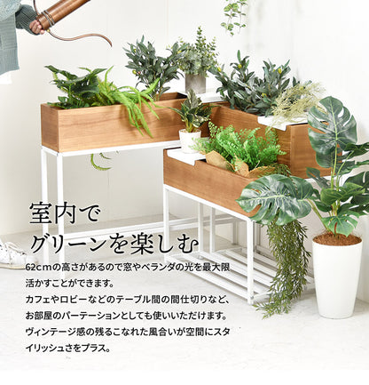 プランター 長方形 幅80cm  桐の天然木のプランタースタンド LID W800×D160×H620mm プランターラック サイドテーブル 植物スタンド プランターカバー プランターシェルフ 鉢植えラック 鉢カバー(代引不可)