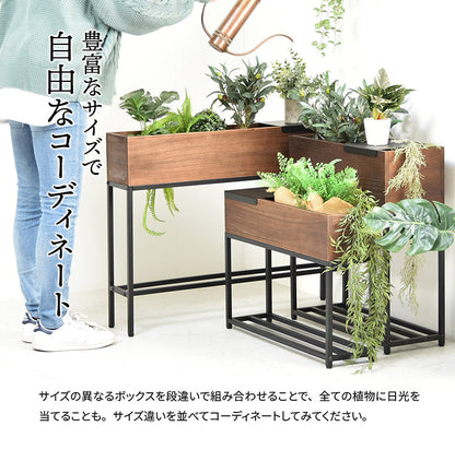 プランター 長方形 幅80cm  桐の天然木のプランタースタンド LID W800×D160×H620mm プランターラック サイドテーブル 植物スタンド プランターカバー プランターシェルフ 鉢植えラック 鉢カバー(代引不可)